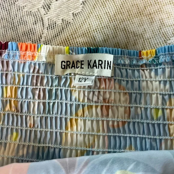 Floral Halter Dress in Blue and Yellow - Picture 6 of 6